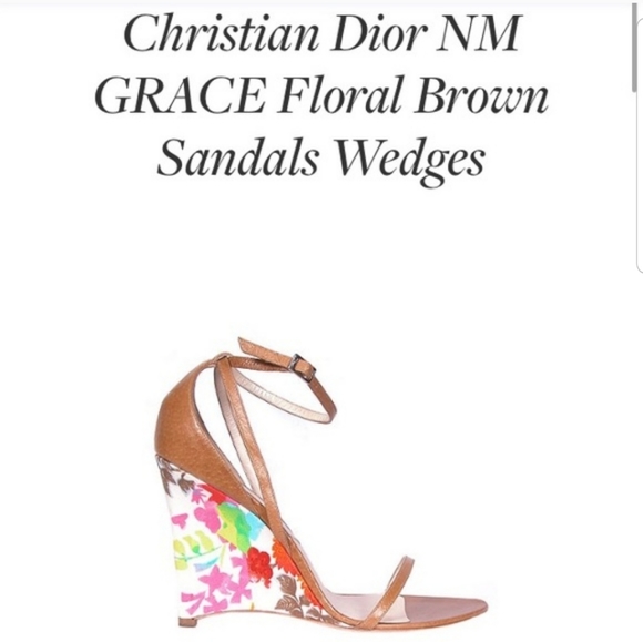 COPY - DIOR floral sandal wedges with ankle strap - Picture 1 of 9